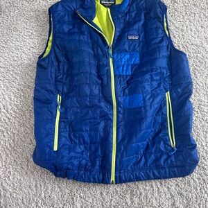 Patagonia Navy Quilted Jacket with Lime Accents